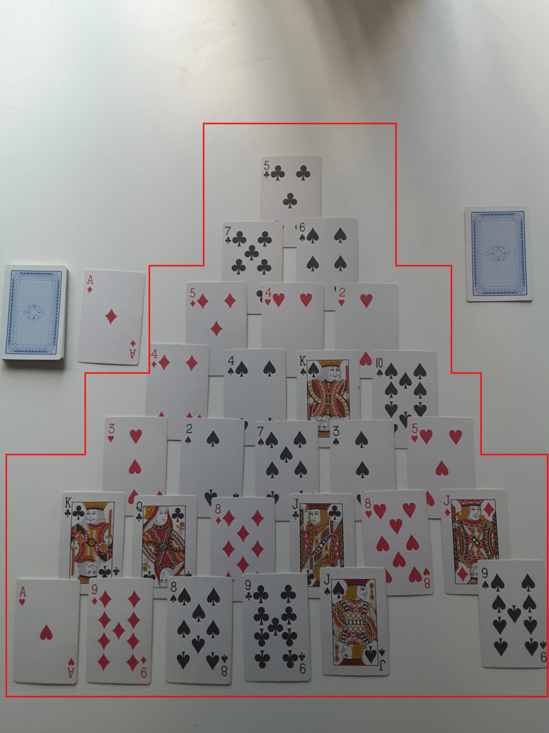 Pyramid Solitaire Tableau during Gameplay